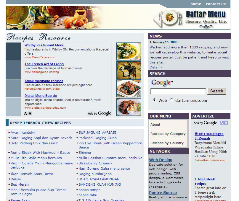 portfolio : Daftar menu